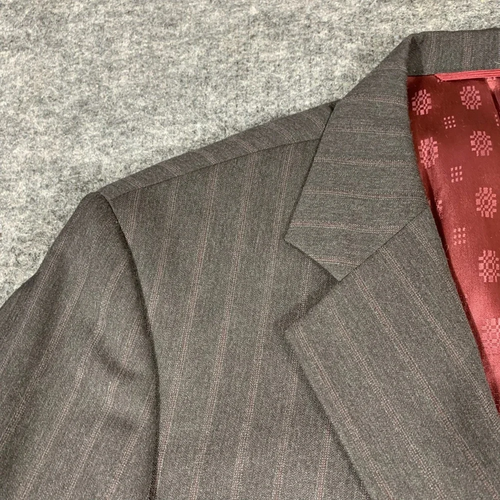 Tom James Innocenti Blazer Mens 42 Gray Striped Lined Hand Tailored Sports‎ Coat